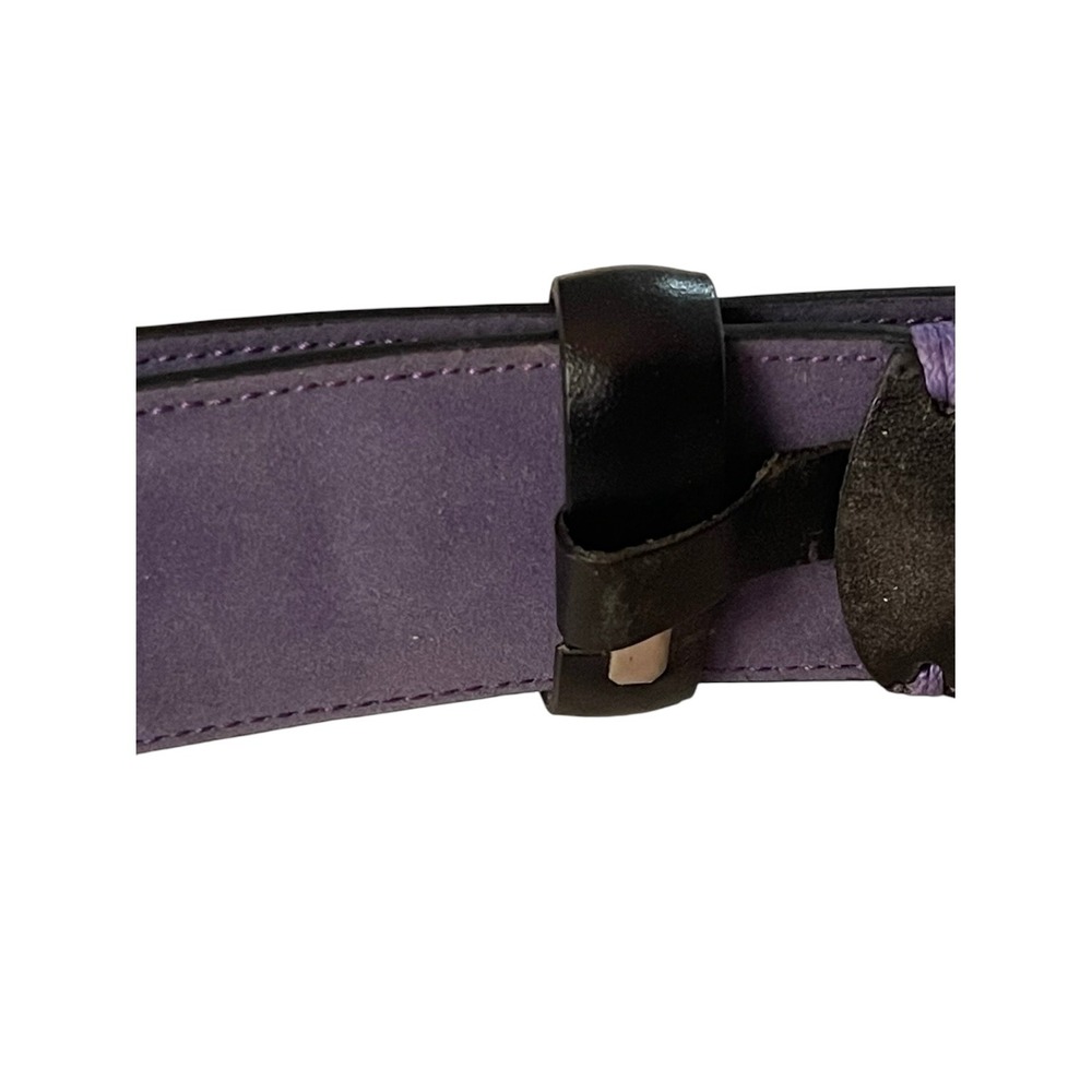 READ Ted Baker Mens Black Italian Leather Belt Purple Lining Size 40 Preppy Lux - Picture 8 of 11